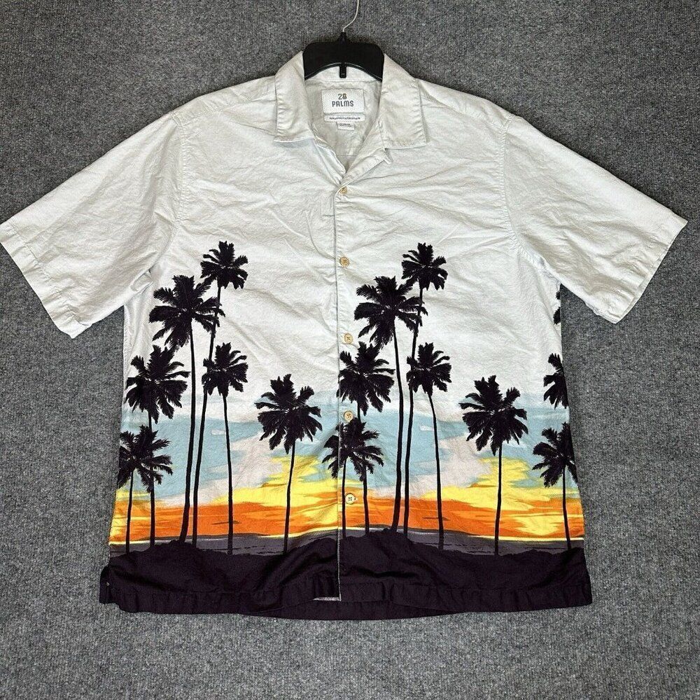 28 Palms Hawaiian Shirt Mens XL Multicolor Camp Button Up Short‎ Sleeve Relaxed
